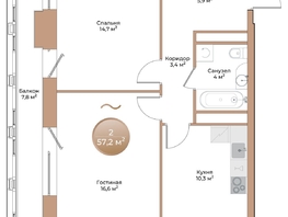 Продается 2-комнатная квартира ЖК Небо над Енисеем, 57.2 м², 10467600 рублей