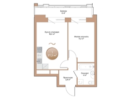 Продается 1-комнатная квартира ЖК Небо над Енисеем, 37.3  м&sup2;, 9213100 рублей