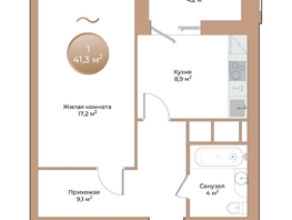 Продается 1-комнатная квартира ЖК Небо над Енисеем, 41.3 м², 6318900 рублей