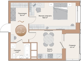 Продается 1-комнатная квартира ЖК Небо над Енисеем, 43 м², 7568000 рублей