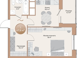 Продается 1-комнатная квартира ЖК Небо над Енисеем, 45.7 м², 7951800 рублей