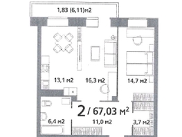 Продается 2-комнатная квартира ЖК Норма, дом 2, 67.03 м², 10000000 рублей