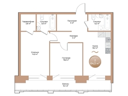Продается 2-комнатная квартира ЖК Небо над Енисеем, 64.5 м², 8901000 рублей