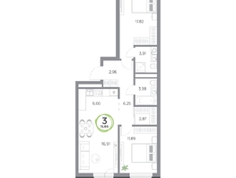 Продается 3-комнатная квартира ЖК Юдинский, дом 1.5, 74.69 м², 8768606 рублей