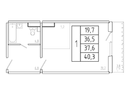 Продается Студия ЖК Три слона, дом 3, 37.6 м², 4436800 рублей
