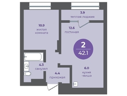 Продается 2-комнатная квартира ЖК Прогресс-квартал Перемены, дом 1, 42.1 м², 6230800 рублей