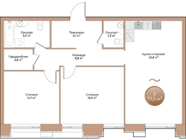 Продается 2-комнатная квартира ЖК Небо над Енисеем, 77.5  м², 15112500 рублей