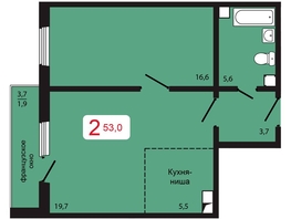 Продается 2-комнатная квартира ЖК КБС. Берег, дом 5 строение 1, 53 м², 6869000 рублей