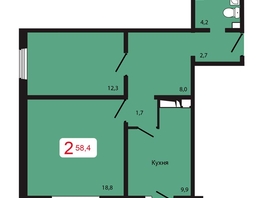 Продается 2-комнатная квартира ЖК КБС. Берег, дом 5 строение 3, 58.4 м², 7842000 рублей