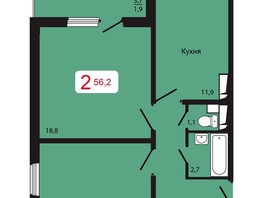 Продается 2-комнатная квартира ЖК КБС. Берег, дом 5 строение 3, 56.2 м², 7306000 рублей