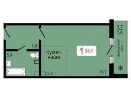 Продается 1-комнатная квартира ЖК КБС. Классика, дом 1, 38.7 м², 5350000 рублей