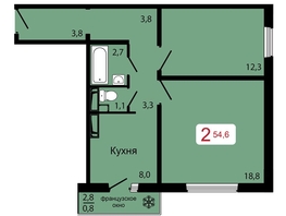 Продается 2-комнатная квартира ЖК КБС. Классика, дом 2, 54.6 м², 7084200 рублей