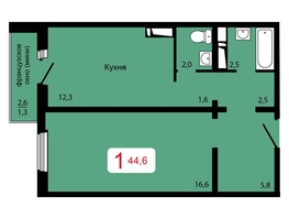 Продается 1-комнатная квартира ЖК Мичурино, дом 2 строение 6, 44.6  м², 5570000 рублей