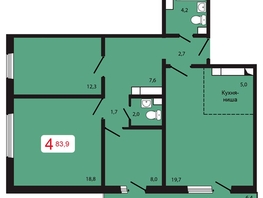 Продается 4-комнатная квартира ЖК КБС. Берег, дом 5 строение 2, 83.9  м², 10318000 рублей