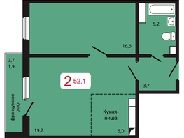 Продается 2-комнатная квартира ЖК КБС. Берег, дом 5 строение 2, 52.1  м², 6918800 рублей