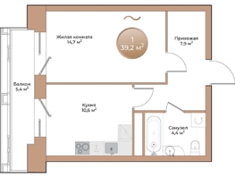 Продается 1-комнатная квартира ЖК Небо над Енисеем, 39.2 м², 8036000 рублей