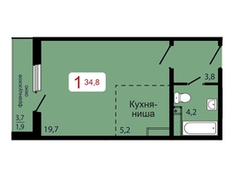 Продается 1-комнатная квартира ЖК КБС. Берег, дом 7 строение 6, 34.8  м², 5080000 рублей