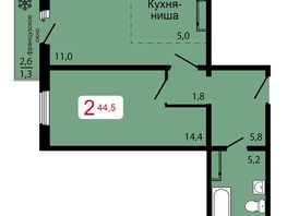 Продается 2-комнатная квартира ЖК КБС. Классика, дом 1, 44.5 м², 6100000 рублей
