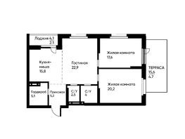 Продается 3-комнатная квартира ЖК Ранвэй, 99.6  м&sup2;, 16115280 рублей