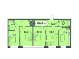 Продается 4-комнатная квартира ЖК Три Клёна, дом 1, 116.6 м², 11660000 рублей