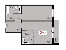 Продается 2-комнатная квартира ЖК Мичурино, дом 1 строение 1, 56.3  м², 5630000 рублей