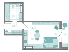 Продается 1-комнатная квартира ЖК КБС. Берег, дом 7 строение 5, 39.9  м&sup2;, 5980000 рублей
