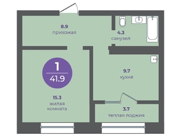 Продается 1-комнатная квартира ЖК Прогресс-квартал Перемены, дом 1, 41.9  м², 6075500 рублей