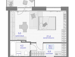 Продается 1-комнатная квартира ЖК Прогресс-квартал Перемены, дом 2, 39.4 м², 5960000 рублей