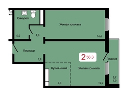 Продается 2-комнатная квартира ЖК Мичурино, дом 2 строение 6, 56.3  м², 5670000 рублей