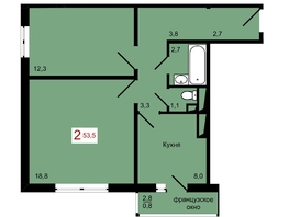 Продается 2-комнатная квартира ЖК КБС. Берег, дом 7 строение 1, 53.5  м², 7500000 рублей