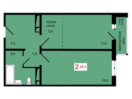 Продается 2-комнатная квартира ЖК КБС. Берег, дом 7 строение 2, 49.3  м², 6750000 рублей