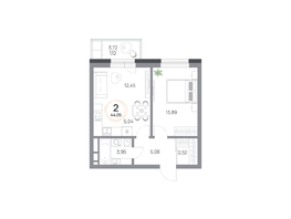 Продается 2-комнатная квартира ЖК Юдинский, дом 1.5, 44.05  м², 6281530 рублей