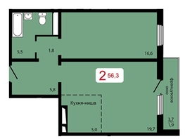 Продается 2-комнатная квартира ЖК Мичурино, дом 2 строение 6, 56.3  м², 7070000 рублей