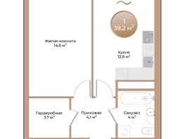 Продается 1-комнатная квартира ЖК Небо над Енисеем, 39.2  м&sup2;, 7683200 рублей