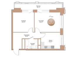 Продается 2-комнатная квартира ЖК Небо над Енисеем, 54.7  м&sup2;, 10119500 рублей