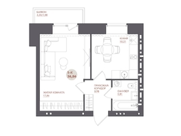 Продается 1-комнатная квартира ЖК Звезда, 36.86  м&sup2;, 4939240 рублей