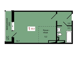 Продается 1-комнатная квартира ЖК КБС. Берег, дом 7 строение 1, 35  м&sup2;, 5000000 рублей