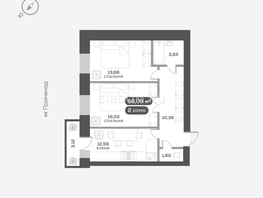Продается 2-комнатная квартира ЖК Октябрьский, дом 2, 58.08  м&sup2;, 9653000 рублей