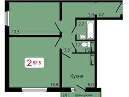 Продается 2-комнатная квартира ЖК КБС. Берег, дом 7 строение 6, 53.5  м&sup2;, 7504000 рублей