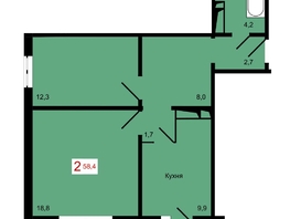 Продается 2-комнатная квартира ЖК КБС. Берег, дом 7 строение 2, 58.4  м&sup2;, 8550000 рублей
