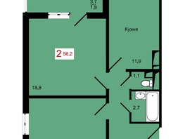 Продается 2-комнатная квартира ЖК КБС. Берег, дом 7 строение 2, 56.2  м&sup2;, 8500000 рублей