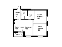 Продается 3-комнатная квартира ЖК Runway (Ранвей), 72.7  м&sup2;, 12264271 рублей