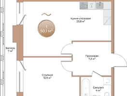 Продается 1-комнатная квартира ЖК Небо над Енисеем, 50.1  м&sup2;, 13176300 рублей