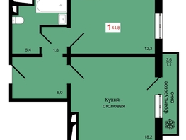 Продается 1-комнатная квартира ЖК КБС. Классика, дом 4, 44.8  м&sup2;, 6500000 рублей