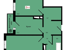Продается 2-комнатная квартира ЖК КБС. Классика, дом 4, 60.9  м&sup2;, 8350000 рублей