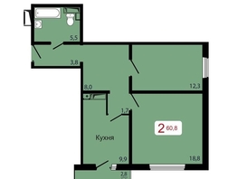 Продается 2-комнатная квартира ЖК КБС. Берег, дом 7 строение 5, 60.8  м&sup2;, 8610000 рублей