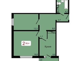 Продается 2-комнатная квартира ЖК КБС. Берег, дом 7 строение 5, 58.4  м&sup2;, 8700000 рублей