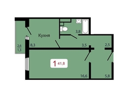 Продается 1-комнатная квартира ЖК КБС. Берег, дом 7 строение 5, 41.8  м&sup2;, 6600000 рублей