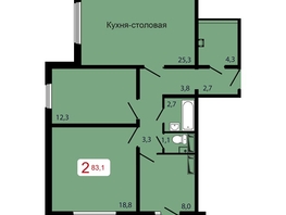Продается 2-комнатная квартира ЖК КБС. Берег, дом 7 строение 6, 83.1  м&sup2;, 11130000 рублей
