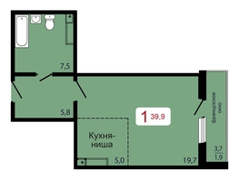 Продается 1-комнатная квартира ЖК КБС. Берег, дом 7 строение 6, 39.9  м&sup2;, 6300000 рублей